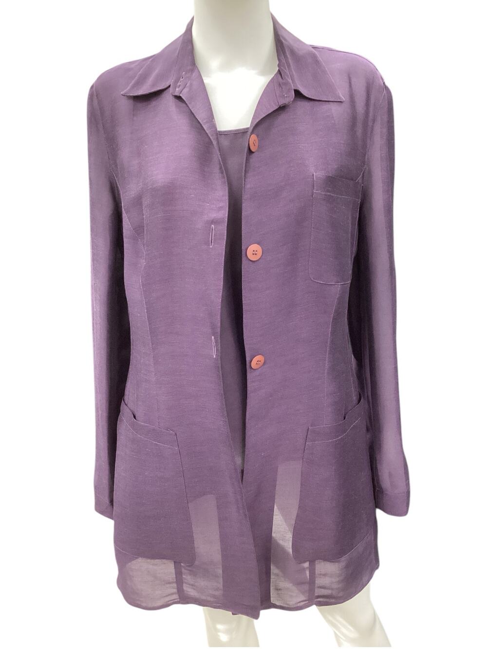 Emporio Armani 2 Piece Set Women’s Size 14 Top+Blazer Linen Rayon Blend Purple